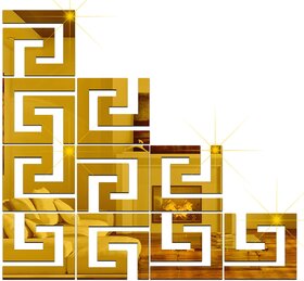 Grahak Trend 10 Wall Geometric Golden 3D Acrylic wall Sticker.