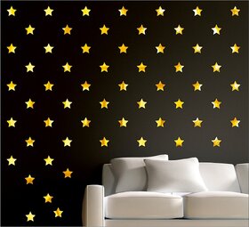 Grahak Trend 100 Star Golden 3D Acrylic Wall Sticker.