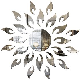 Grahak Trend Sun Silver Wall Sticker (1.5ft Size) 3D Acrylic Sticker.