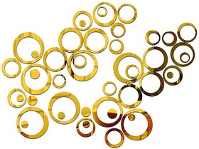 Grahak Trend 40 Rings Golden 3D Acrylic Wall Sticker for Home and Office.