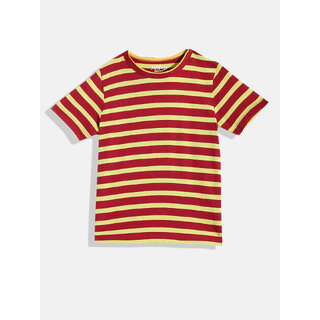                       Boys Red  Yellow Striped T-shirt                                              