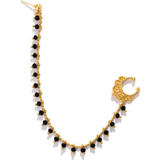 QUECY Imitiation Crystal Tassels Nose Chain with Metal Non Piercing Nose Clip for Women - Golden & Black QUECY Imitiation Crystal Tassels Nose Chain with Metal Non Piercing Nose Clip for Women - Golden & Black
