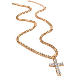 QUECY Metal Single Layer Necklace with Rhinestone Cross Pendant for Women QUECY Metal Single Layer Necklace with Rhinestone Cross Pendant for Women
