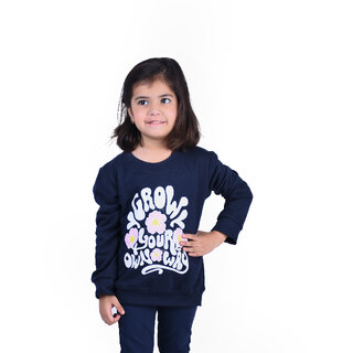                       Kid Kupboard Cotton Girls Sweatshirt, Dark Blue, Full-Sleeves, Crew Neck, 5-6 Years KIDS5859                                              
