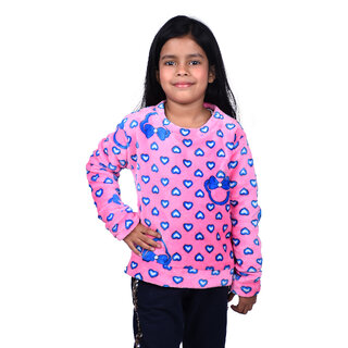                       Kid Kupboard Cotton Girls Sweatshirt, Light Pink, Full-Sleeves, Crew Neck, 6-7 Years KIDS5861                                              