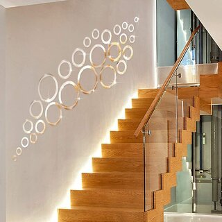                       Grahak Trend Rings and Dots (Pack of 30) Silver 3D Acrylic wall Sticker.                                              