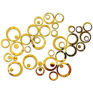                       Grahak Trend 40 Rings Golden 3D Acrylic Wall Sticker for Home and Office.                                              