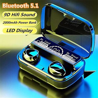                       Super Hd Bass Bluetooth 5.1 Earphones With Charging Box Sport Earbuds M-10 Bluetooth Headset(Black, True Wireless)                                              