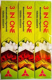 Navamallika Agarbatti 3 In 1 Chandan, Rose, Mogra (30, Set Of 36)