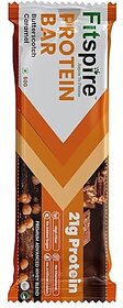 Fitspire Protein Bar - Butter scotch Caramel, 60gm | with 20.5 gm Whey Blend Protein | protein bars for muscle gain, Hunger Satisfaction & Performance Boost with No Artificial Preservatives