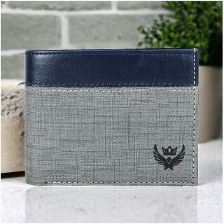 Lorenz Bi-Fold Casual Grey Wallet for Men (Gray,Blue)  WL-15