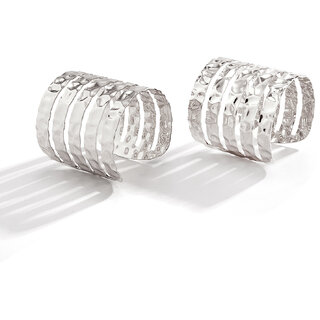                       QUECY Silver Geometric Bracelet Cuff for Women - Perfect for every occasion                                              