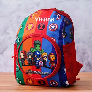                       Customised Marvel AvengersSuper Heroes Red  Blue School Bag 36 cm Shoulder Bag (Multicolor, 8 inch)                                              