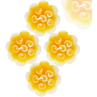 Aseenaa Floating Candles in Flower Shaped with Shades Beautiful Flower Candles Home Decor - Set of 4PC (Yellow)
