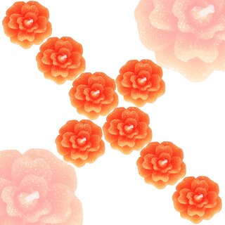 Aseenaa Floating Candles in Flower Shades  Beautiful 8 Wax Candle  Diya Light for Christmas  Set of 8pc (Orange)