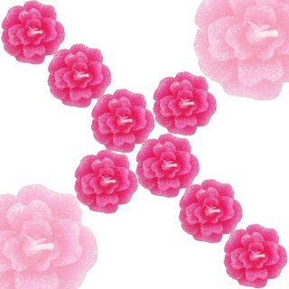 Aseenaa Floating Candles in Flower Shades  Beautiful 8 Wax Candle  Diya Light for Christmas  Set of 8pc (Pink)