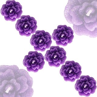 Aseenaa Floating Candles in Flower Shades  Beautiful 8 Wax Candle  Diya Light for Christmas  Set of 8pc (Purple)