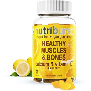 Nutriburst Healthy Muscles  Bones Gummies with Calcium  Vitamin D (Sugar-free) (60 No)