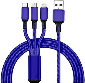 Blue 3A Multi Pin Cable 1.2 Meter 1.2 m Lightning Cable (Compatible with all devices, Blue)_WHL-190