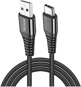 Braided Type C Charging  Data Cable- (Upto 5A) Black-1 Meter 1 m Power Sharing Cable (Compatible with All devices, Black)_WHL-192