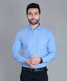 Baleshwar Men Sky Blue Solid Formal Shirt (Pack Of 1 )