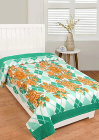 Unv Classical Printed Single Size Fleece Blanket For Ac Travelling (Green)