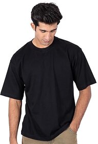 JAGTEREHO Black Oversized Cotton Crew Neck Half Sleeve T-Shirt for Men And Boys