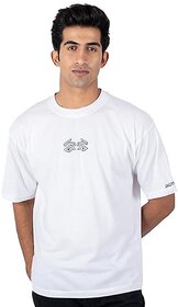 JAGTEREHO Men's Oversized Round Neck Half Sleeve Cotton T-Shirt White