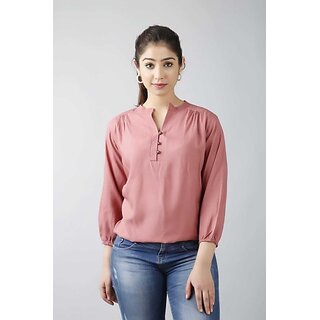                       Yuvaa Casual Solid Women Pink Top                                              