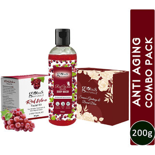                       Globus Naturals Red Wine Body Wash 100 ml  Red Wine Facial Kit 40 gm with Chocolate Box                                              