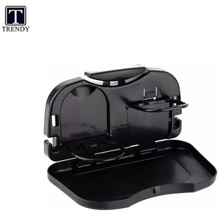                       Car Backseat Food Travel Dining Tray Cup And Bottle Holder In Black Color                                              