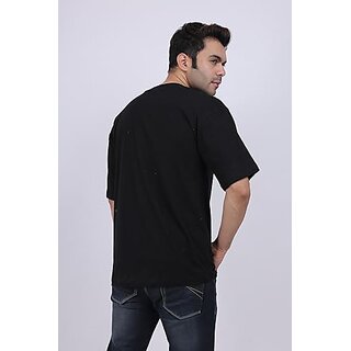 Best Men JAGTEREHO Men's Oversized Cotton T-Shirt with Half Sleeves in Fiery Black || Need More 