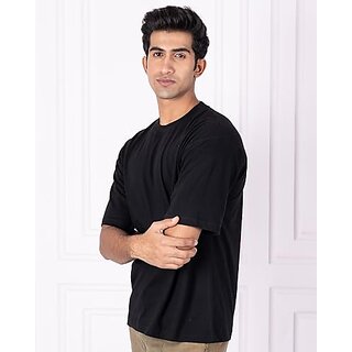 Best Men JAGTEREHO Black Oversized Cotton Crew Neck Half Sleeve T-Shirt for Men And Boys 2025 at