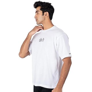 Trendy Men JAGTEREHO Men's Oversized Round Neck Half Sleeve Cotton T-Shirt White 2025 at ShopCir