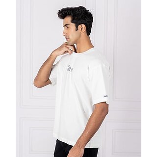 Top Men JAGTEREHO Men's Oversized Round Neck Half Sleeve Cotton T-Shirt White 2025 at ShopCircui