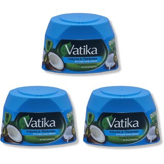                       Vatika Volume  Thickness Styling Hair Cream with tropical coconut 140ml (Pack of 3)                                              