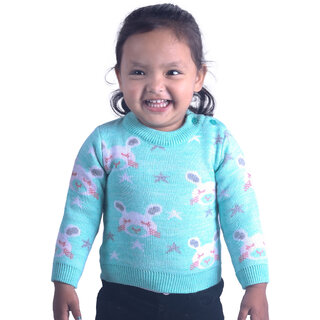                       Kid Kupboard Cotton Baby Girls Sweatshirt, Light Blue, Full-Sleeves, Crew Neck, 2-3 Years KIDS5884                                              