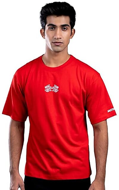 Buy JAGTEREHO Men's Oversized Round Neck Half Sleeve Cotton T-Shirt Red  Online - Get 1% Off