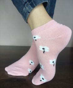 Flower Print  Ankle Cotton Socks for Women  Girls, Multi color, Free Size, Pack of 5 Pairs