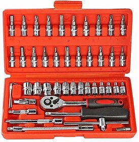 Shopper52 46-in-1 Pcs Kit and Screwdriver and Multi-Purpose Combination Tool Case Precision Socket Set- 46PCTK Combination  (Pack of 1)