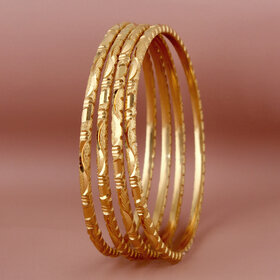 Lucky Jewellery 18K Gold Plated Designer Gold color Traditional Ethinic Bangles set For Women