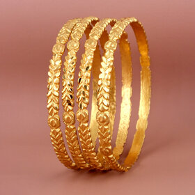 Lucky Jewellery 18K Gold Plated Designer Gold color Traditional Ethinic Bangles set For Women