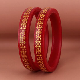 Lucky Jewellery Designer pair of Sankha  bengali pola Reddish maroon color Traditional Ethinic Bangles set