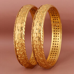 Lucky Jewellery 18K Gold Plated Designer Gold color Traditional Ethinic Bangles set For Women