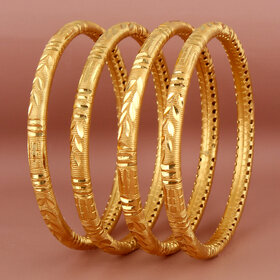 Lucky Jewellery 18K Gold Plated Designer Gold color Traditional Ethinic Bangles set For Women