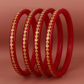 Lucky Jewellery Designer pair of Sankha  bengali pola Reddish maroon color Traditional Ethinic Bangles set