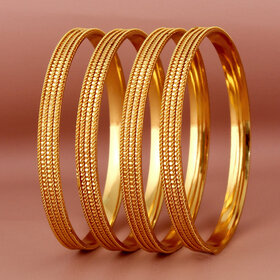 Lucky Jewellery 18K Gold Plated Designer Gold color Traditional Ethinic Bangles set For Women