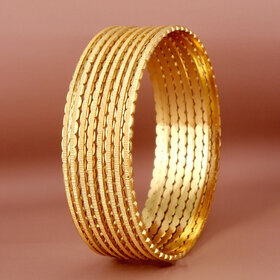 Lucky Jewellery 18K Gold Plated Designer Gold color Traditional Ethinic Bangles set For Women