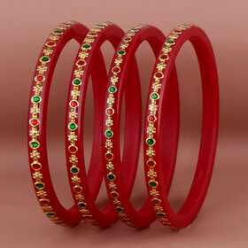 Lucky Jewellery Designer pair of Sankha  bengali pola Reddish maroon color Traditional Ethinic Bangles set