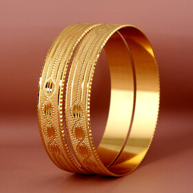 Lucky Jewellery 18K Gold Plated Designer Gold color Traditional Ethinic Bangles set For Women